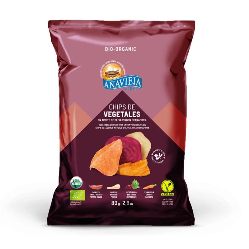 Chips vegetales en aceite de oliva ECO 80g