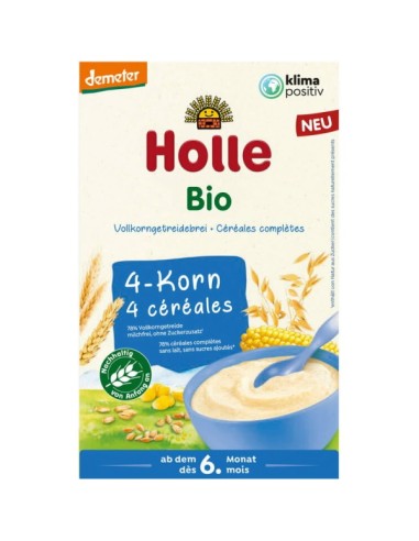 Papillas de 4 cereales integrales ecológicos, 250 g Holle