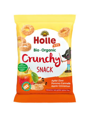 Snacks crujientes de arroz con sabor a manzana y canela, 25g, Holle